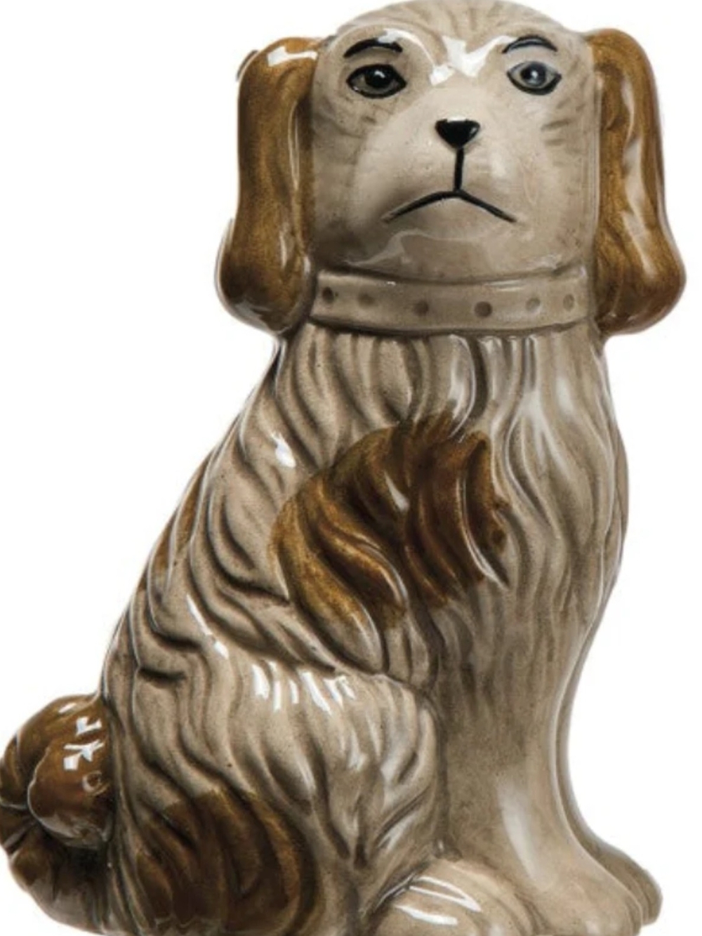Staffordshire Dog Figurine Ceramic Vase in Brown and Tan